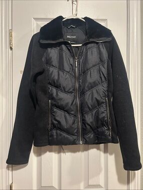 Marmot Thea Women's small Black 700 Fill Down Hybrid Fleece Puffer Jacket Coat